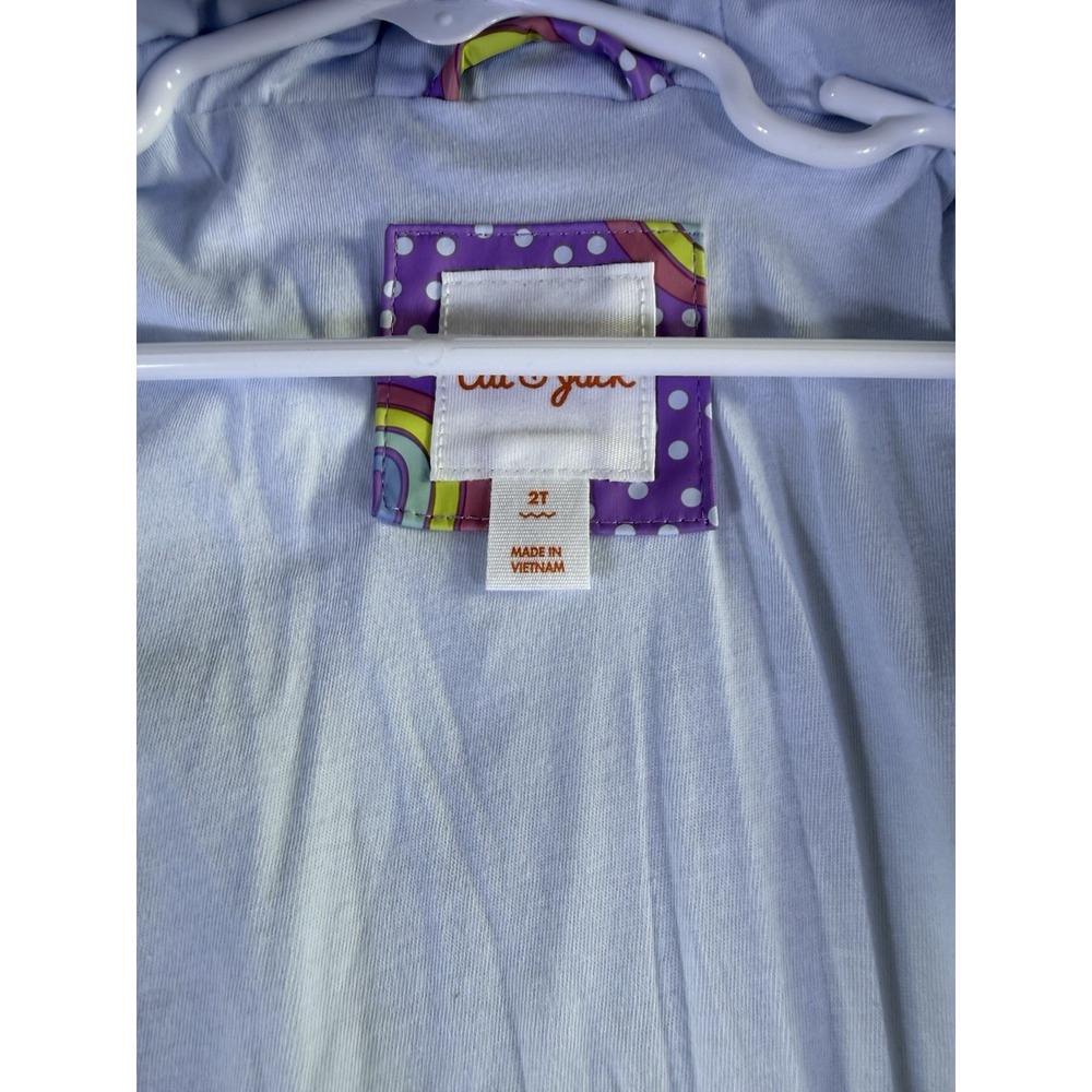Cat & Jack Girls Purple Rainbow Print Rain Jacket Size 2T - Picture 7 of 11